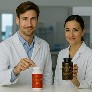 Doctors standing with BrainKind bottles